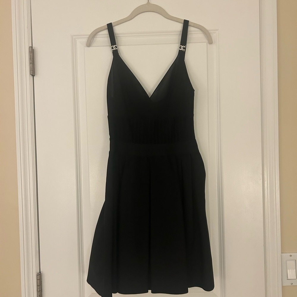 CHANEL Black V-Neck Mini Dress